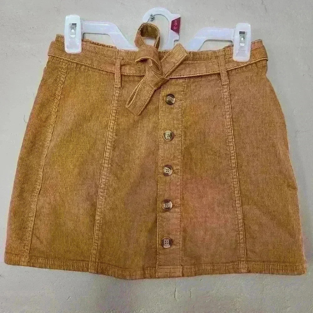 NWT American Eagle corduroy tan mini skirt button front size 0